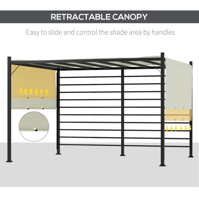 Beige Backyard Shade: 12x10 ft Outdoor Pergola with Retractable Canopy