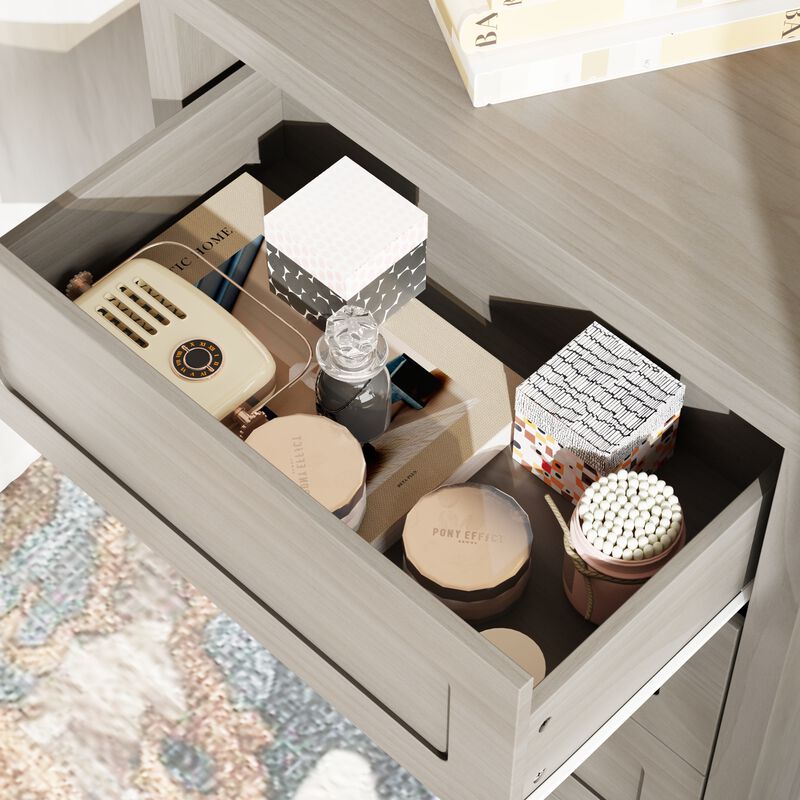 FUFU&GAGA Wood Grain 3-Drawer Nightstand, PB & MDF Construction (23.6" W x 29.9" H x 15.7" D), Bronw