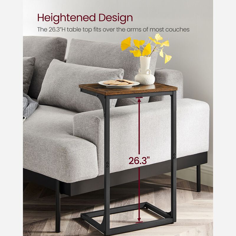 Sofa Side Table with C-Shaped Metal Frame Design