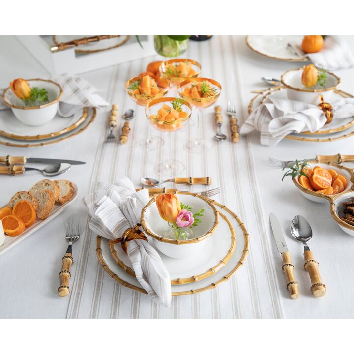 Solino Home 100% Pure Linen Table Runner | Capri Ticking Stripe for Spring & Easter