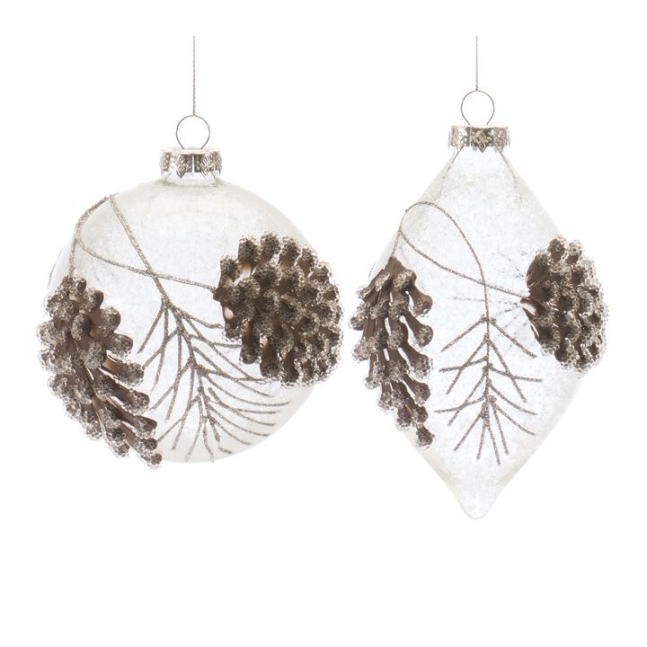 Set of 6 Beaded Glass Pinecone Ornaments – Beautiful Pinecone-Shaped Glass Ornaments