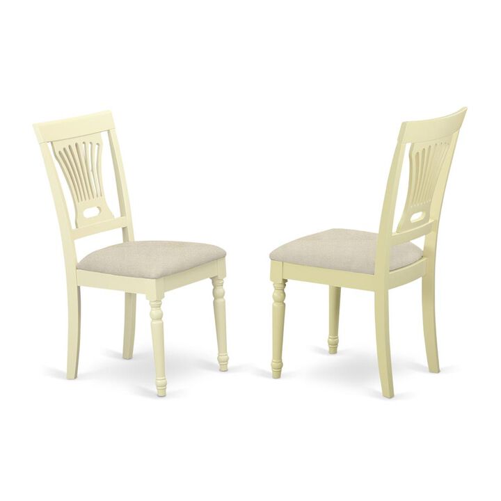 East West Furniture PVC-WHI-C Plainville Chair for dining room Cushioned Seat - Buttermilk