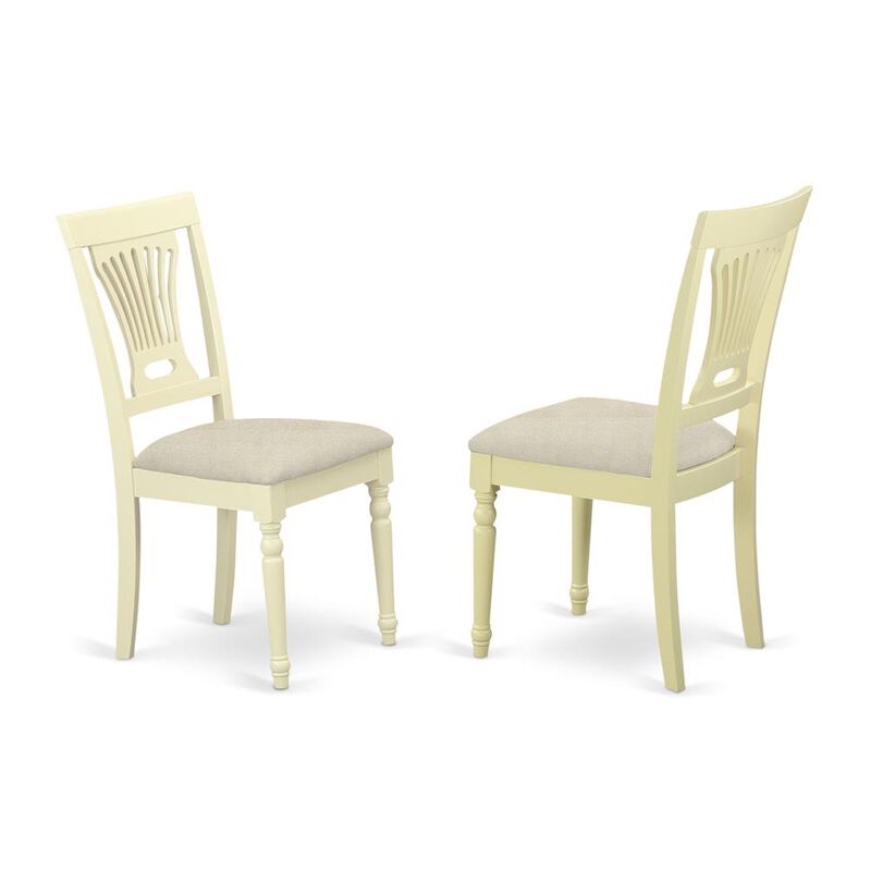 East West Furniture PVC-WHI-C Plainville Chair for dining room Cushioned Seat - Buttermilk