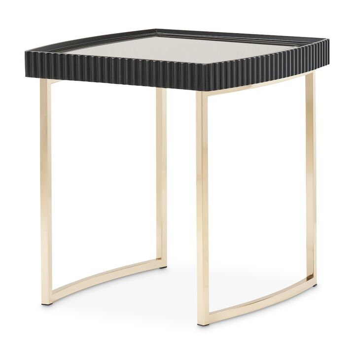Michael Amini Lisbon Side Table - Silken Matte Black