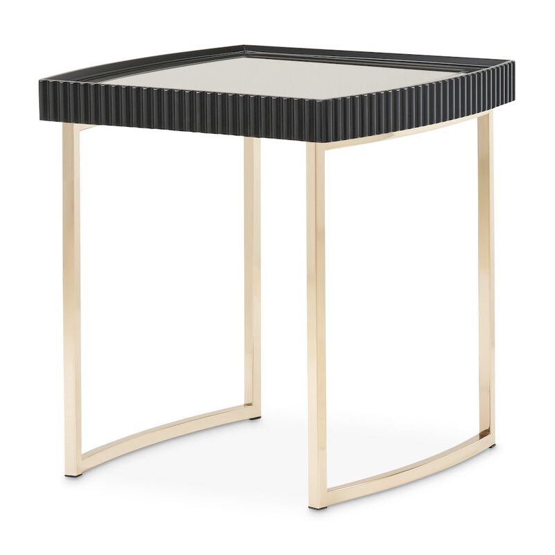 Michael Amini Lisbon Side Table - Silken Matte Black