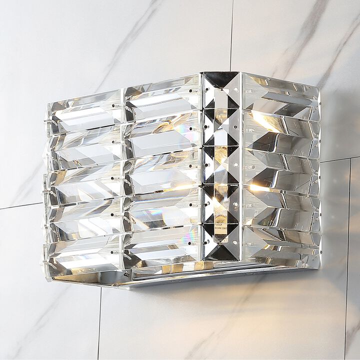 Evelyn Crystal Rectangle Ironcrystal Glam Modern LED Vanity Light