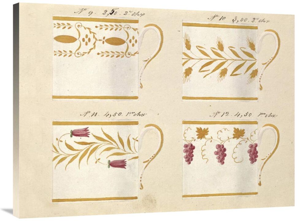 Quatre tasses, modles: 9,10,11 et 12, ca. 1800-1820-Canvas Art-40x30
