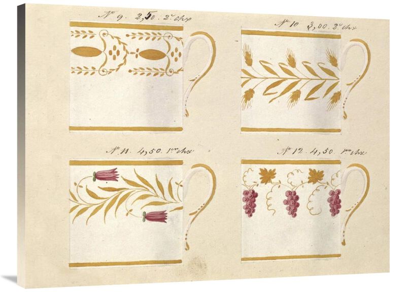 Quatre tasses, modles: 9,10,11 et 12, ca. 1800-1820-Canvas Art-40x30