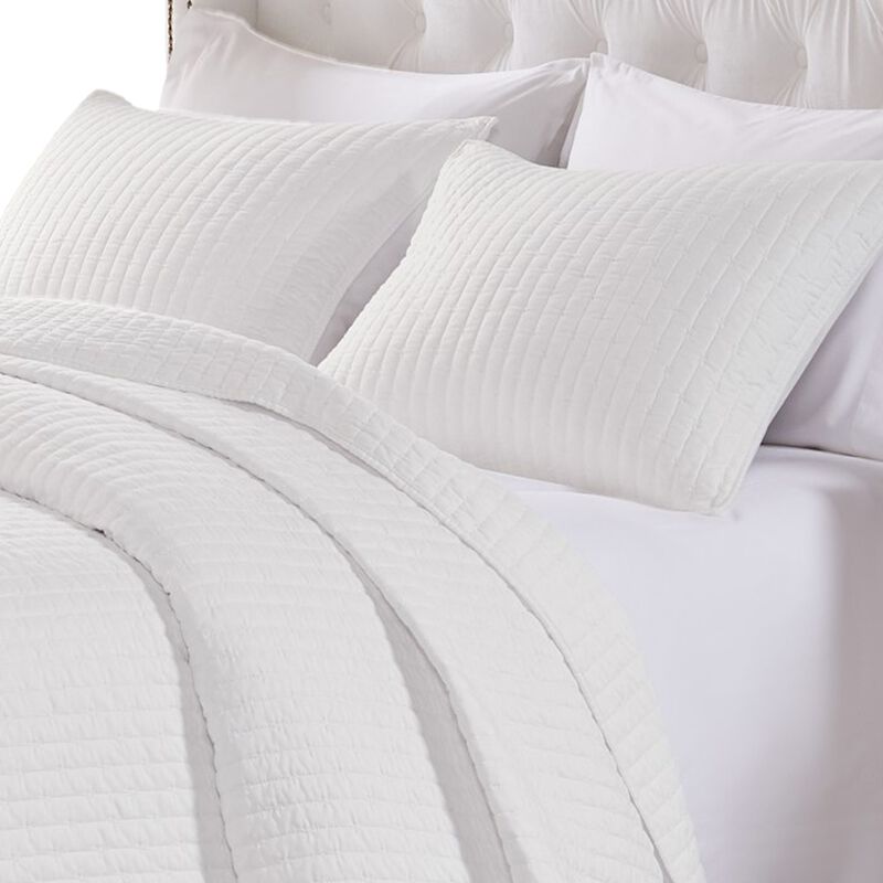 Xumi 3pc Full Queen Quilt and Pillow Sham Set, Channel Style Antique White