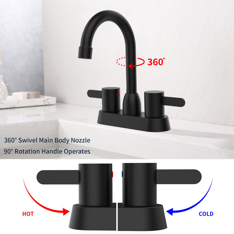 2-Handle Centerset Bathroom Faucet in Matte Black for RV and Vanity Sinks