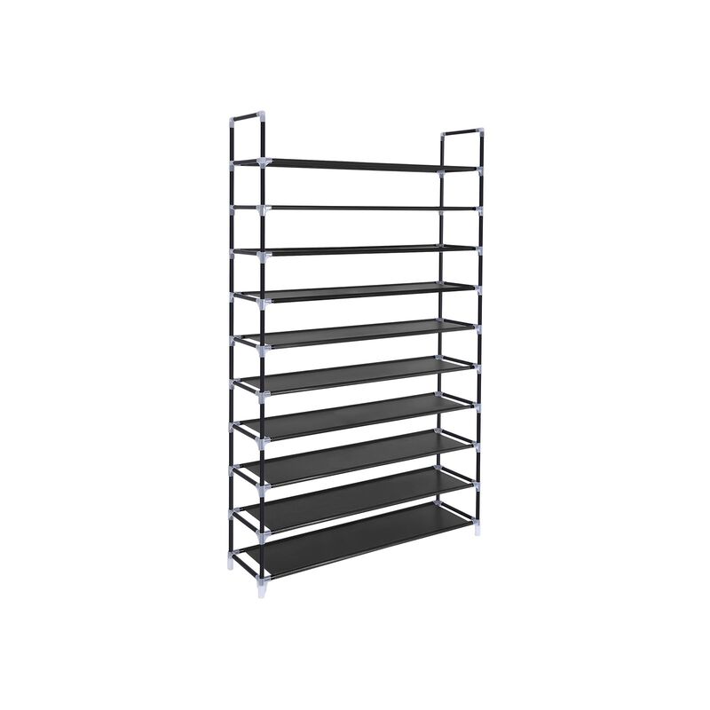 10 Tiers Shoe Rack 50 Pairs Non-Woven Fabric Shoe Tower Organizer Cabinet Black
