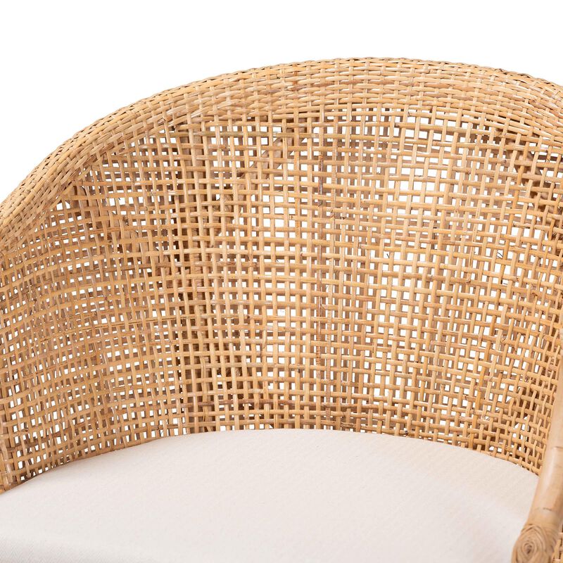 bali & pari Lumajang Bohemian Light Honey Rattan and Wood 2 Piece Dining Chair Set