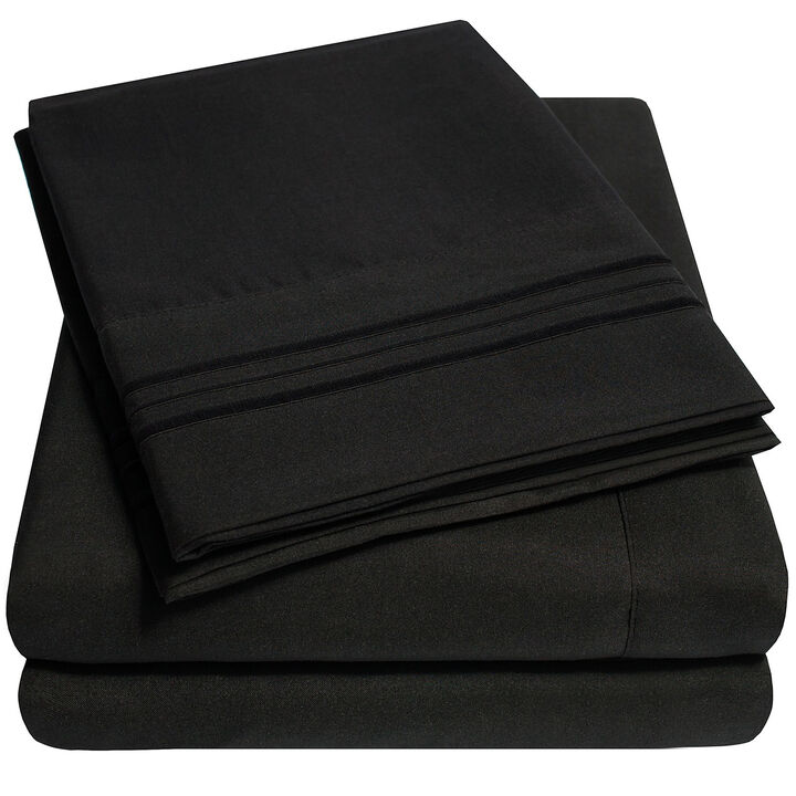 5 Piece Sheet Set, Ultra Soft 1800 Series Collection - Split King, Royal Blue