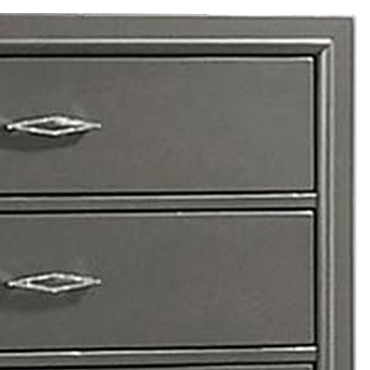 Benjara Aliso 47 Inch Tall Dresser Chest, 5 Drawers, Solid Wood, Dark Gray Finish