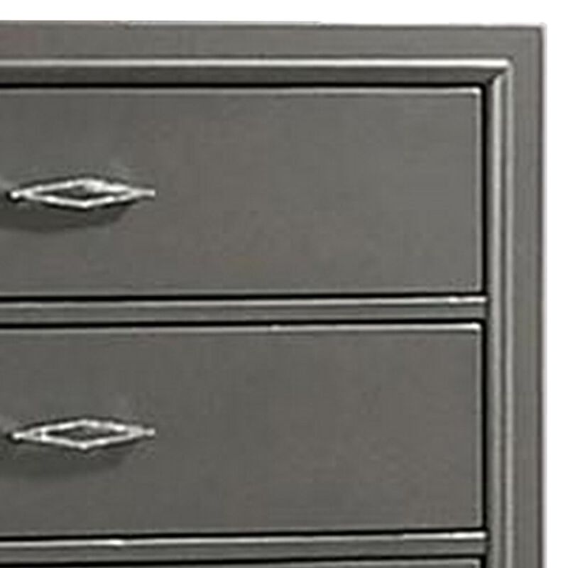 Benjara Aliso 47 Inch Tall Dresser Chest, 5 Drawers, Solid Wood, Dark Gray Finish
