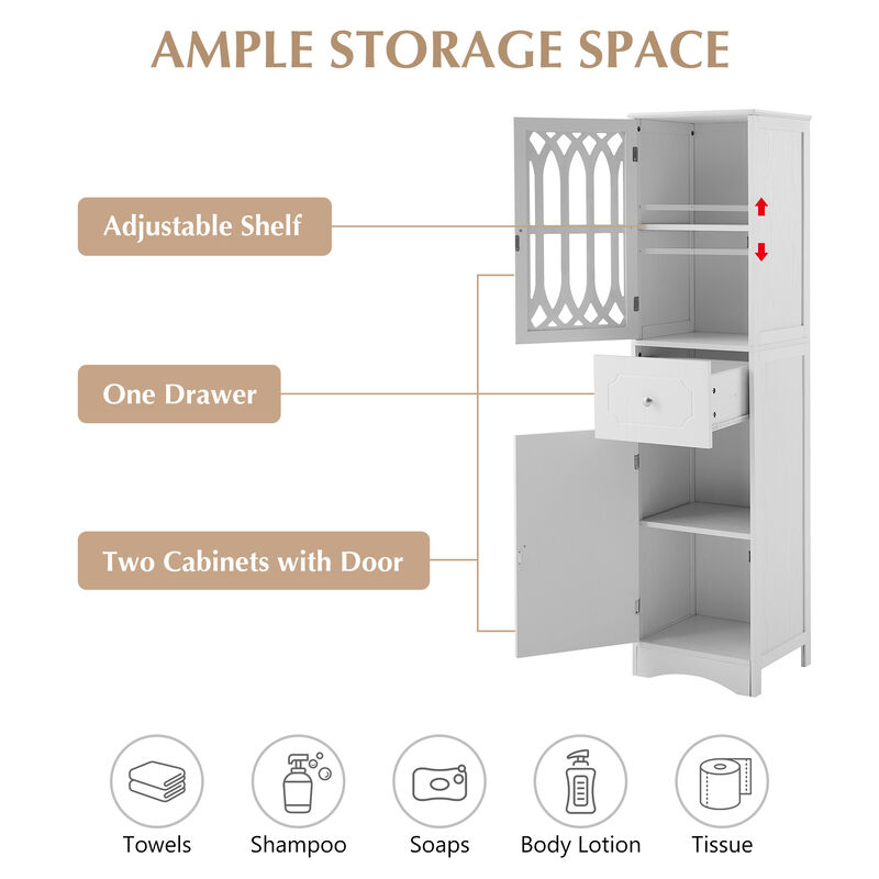 Merax  Freestanding Linen Cabinet Bathroom Storage Cabinet