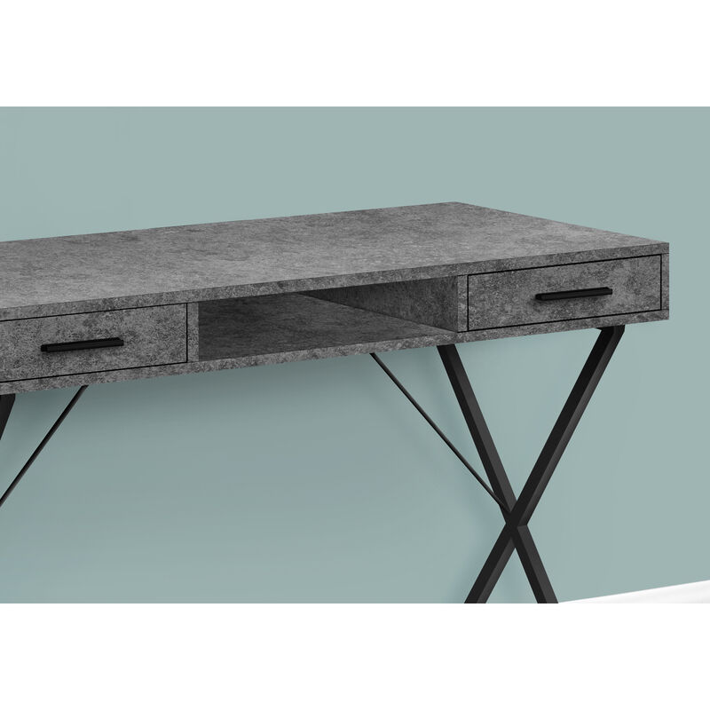 Monarch Specialties I 7795 Computer Desk, Home Office, Laptop, Left, Right Set-up, Storage Drawers, 42"L, Work, Metal, Laminate, Grey, Black, Contemporary, Modern