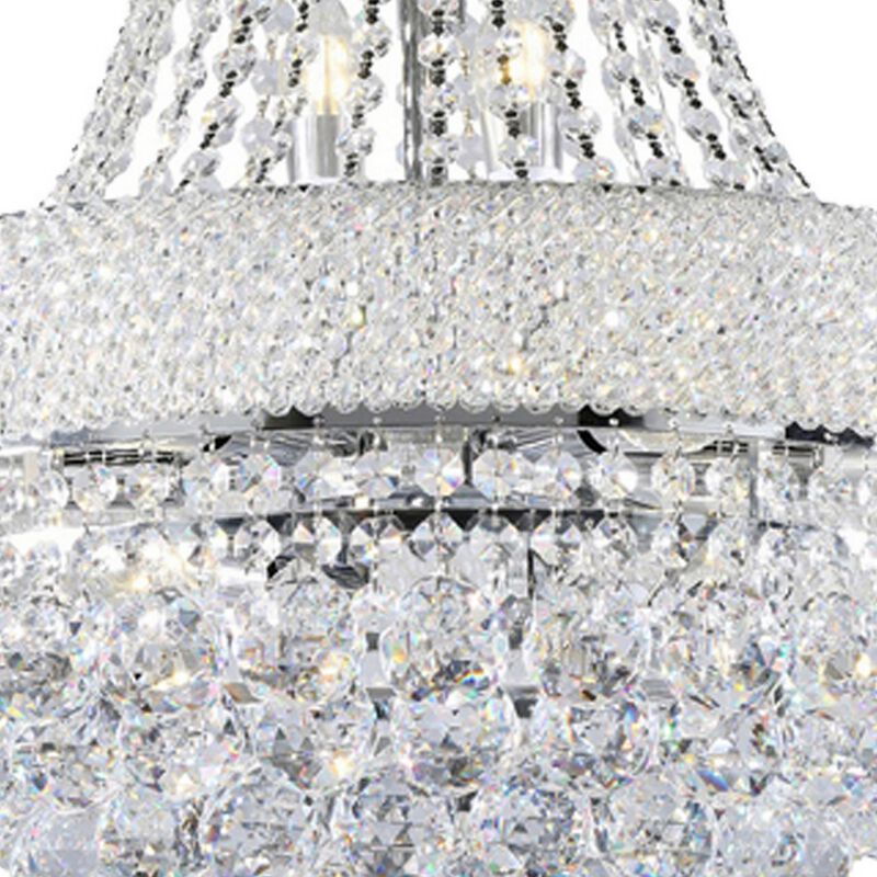 Crystal Ceiling Lamp with Chandelier Design Body, Clear-Benzara