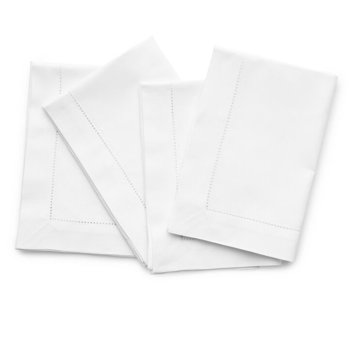 Solino Home Cotton Linen Hemstitch Dinner Napkins 20 x 20 Inch Set of 4