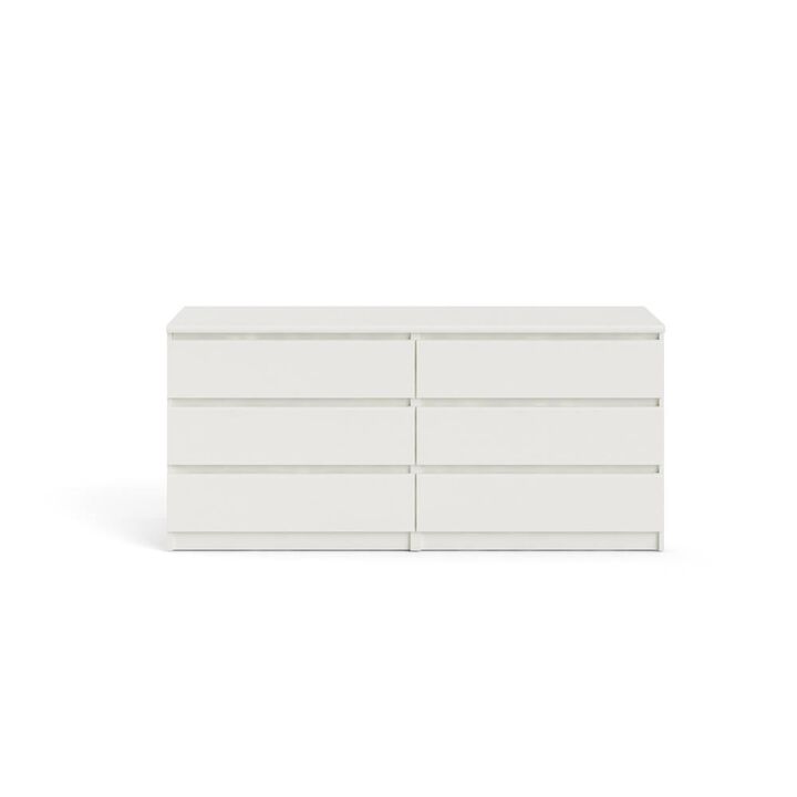 Tvilum Scottsdale 6 Drawer Double Dresser, White Wood Grain
