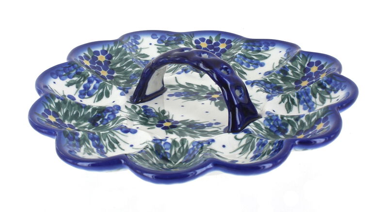 Blue Rose Polish Pottery Lavender Fields Egg Plate