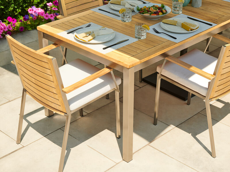 Monterey 4 Seater Dining Set with 72 in. Table - Aluminum and Teak