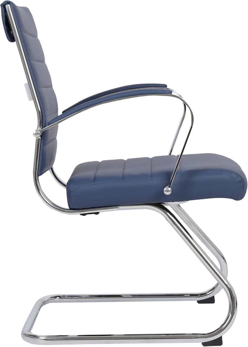 LeisureMod Benmar Home Leather Guest Office Chair in Black