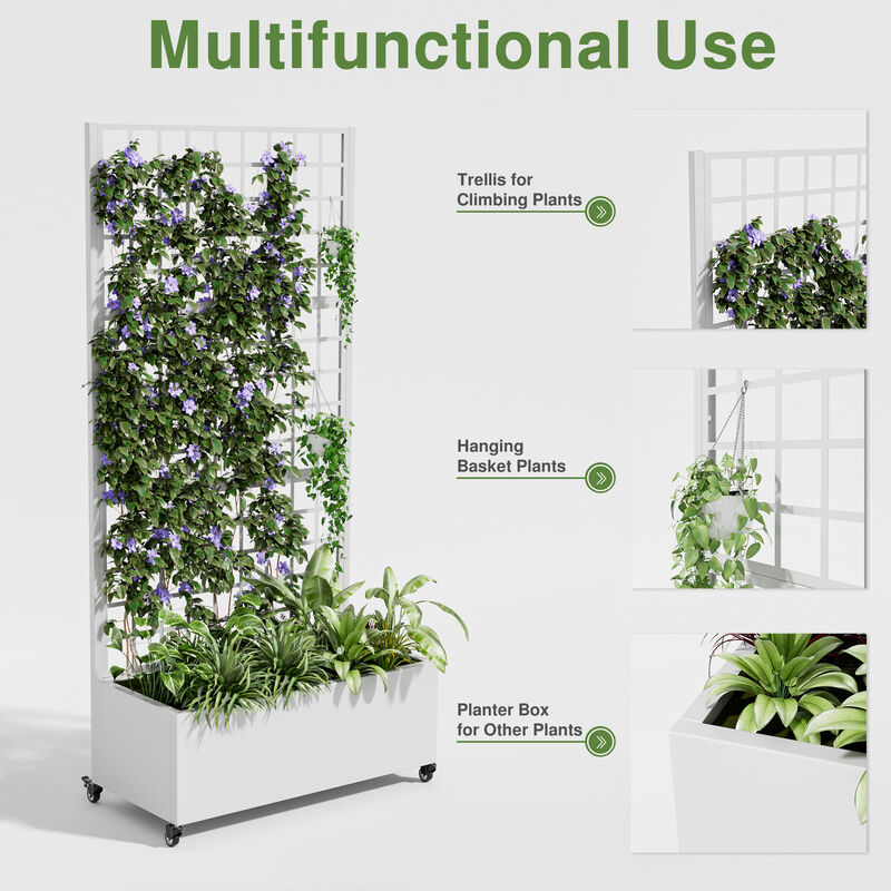 71*35.5 Metal Planter Box with Trellis