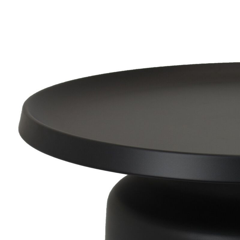 Ricca Plant Stand Table, Black Metal, Round 29 Inch Top, Pedestal Base - Benzara
