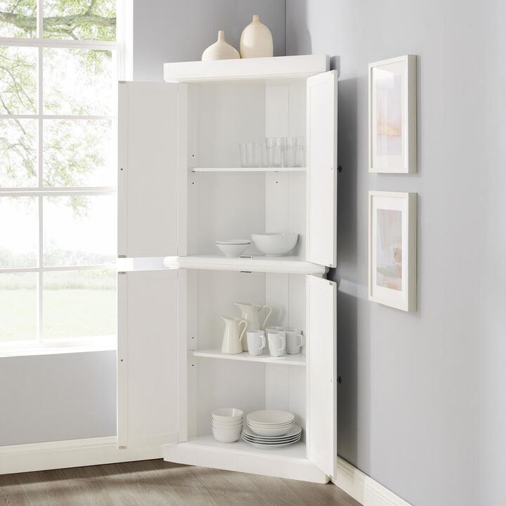 Crosley Furniture Shoreline Tall Corner Pantry White - 2 Stackable Pantries