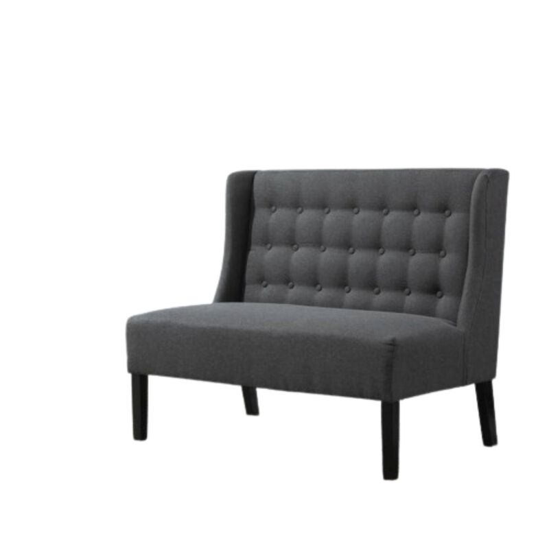 Scandinavian 2 Seater Button Tufted Loveseat Wooden Legs