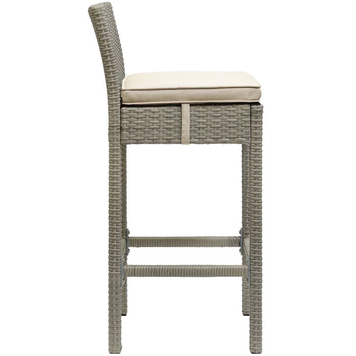Conduit Outdoor Patio Wicker Rattan Bar Stool - Light Gray Beige