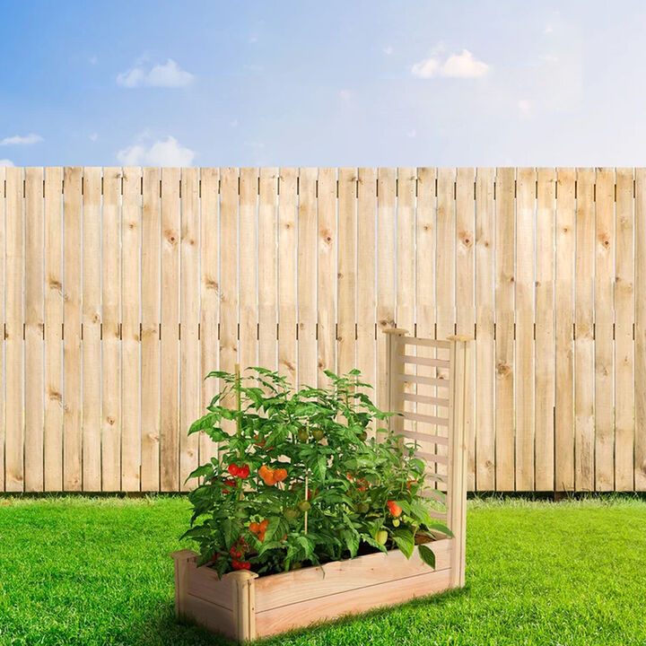 QuikFurn 16 in x 48 in Cedar Raised Garden Bed with Trellis
