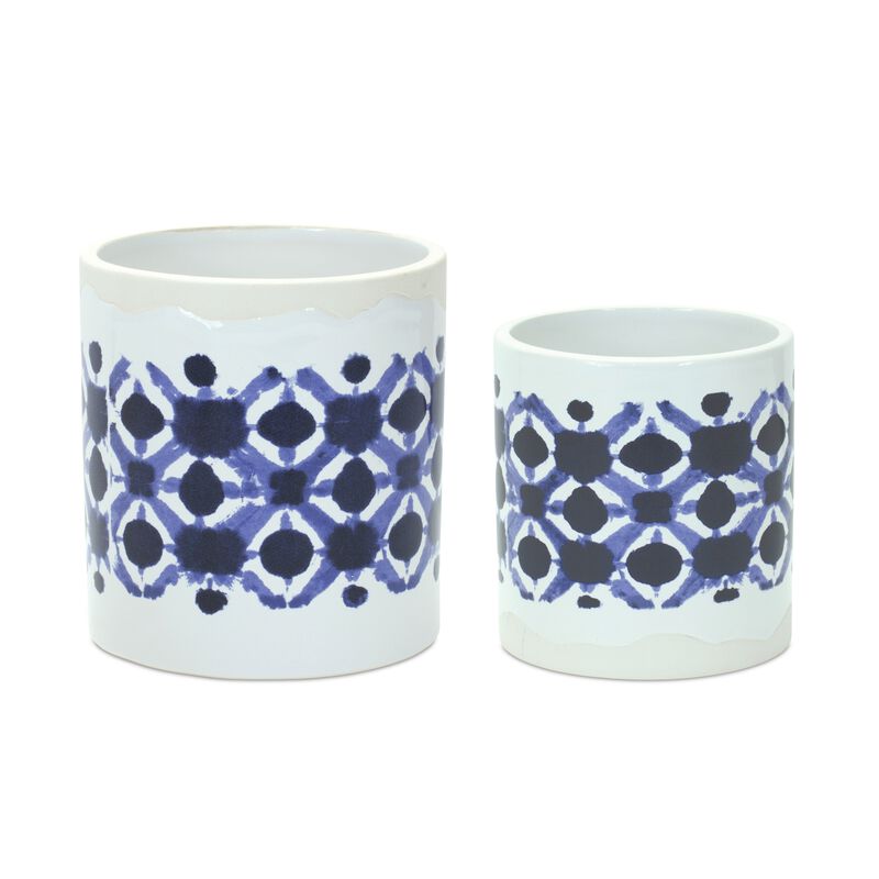Tie-Dye Print Ceramic Pot for Colorful Plant Display and Home Décor (Set of 2)