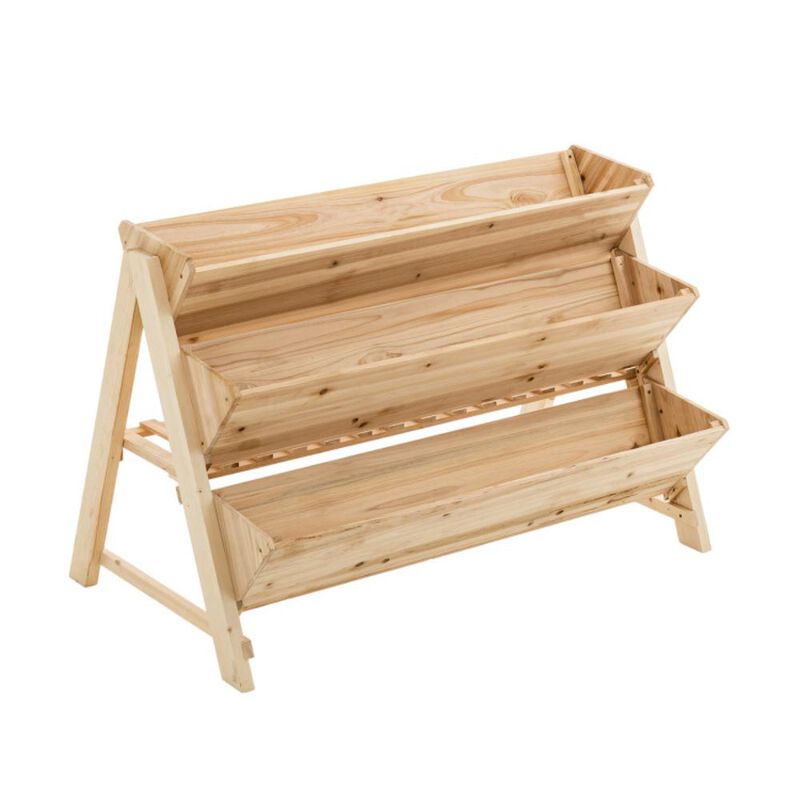 Hivvago 3 Tier Wooden Vertical Raised Garden Bed with Storage Shelf