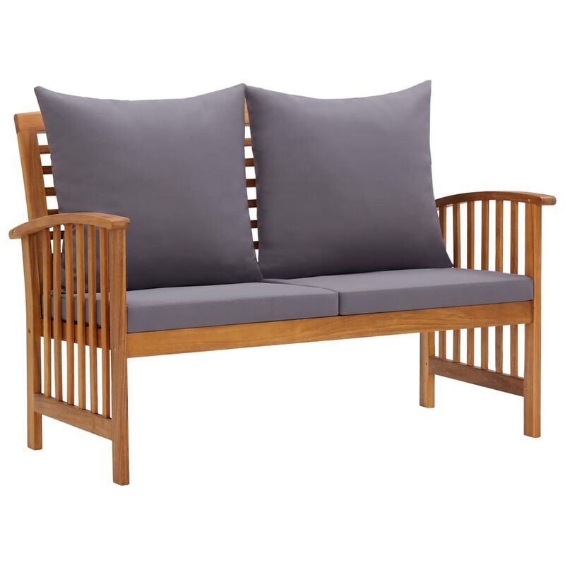 5pc Outdoor Lounge Set, Coffee Table, Chairs, Sofa, Brown Acacia Wood - Benzara