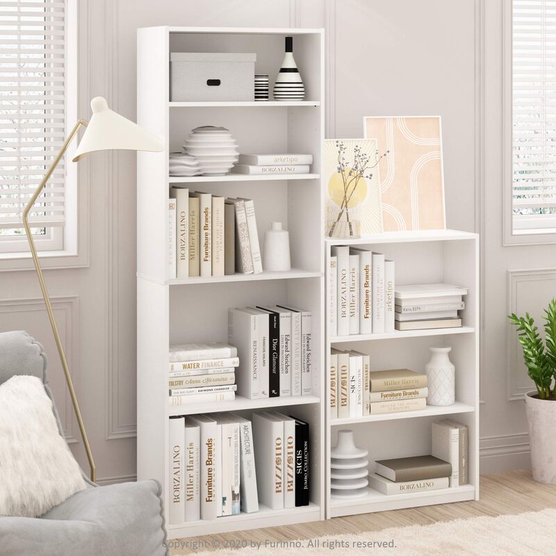 Furinno JAYA Simple Home 3-Shelf Bookcase, White
