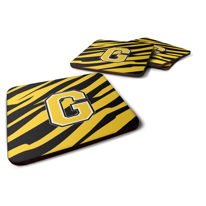 Caroline's Treasures CJ1026-GFC Monogram-Tiger Stripe-Black Gold Foam Coasters (Set of 4), Initial Letter G, 3.5 H x 3.5 W, Multicolor