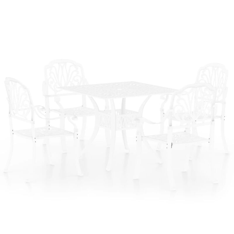 vidaXL 5 Piece Bistro Set Cast Aluminum White