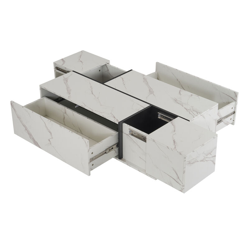 Merax Rectangular Sliding Top Coffee Table with 2 Drawers
