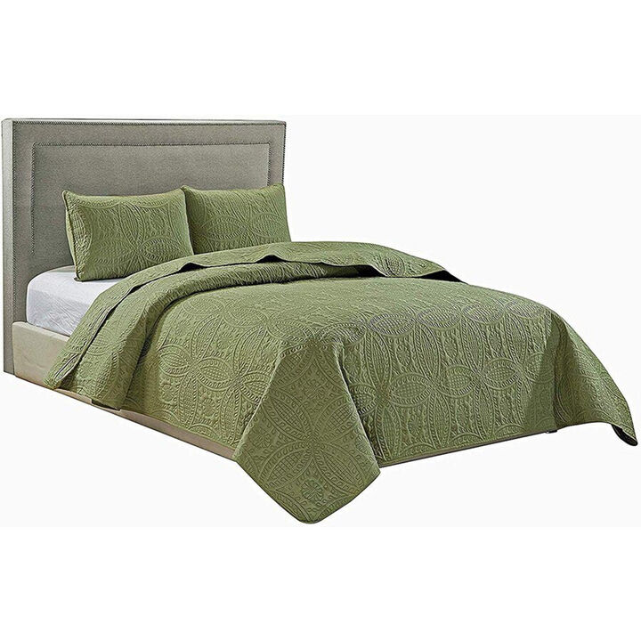 Bedspread Coverlet 3 Pcs Set Oversized Full Size White Color