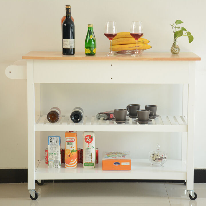Streamdale Mobile Kitchen Island with Rubberwood Top