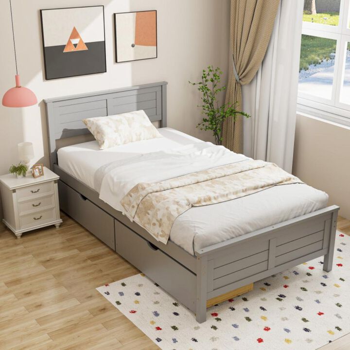 Hivvago Twin Size Bed Frame with Storage Drawers