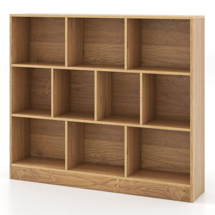 Hivvago 41 inches Wooden Toy Storage Organizer with 10 Cubes for Kids