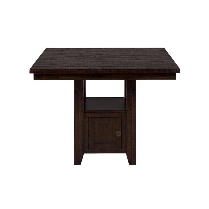 Jofran Kona Grove Distressed Rustic Solid Wood 48 Square Pub Table with Storage Base