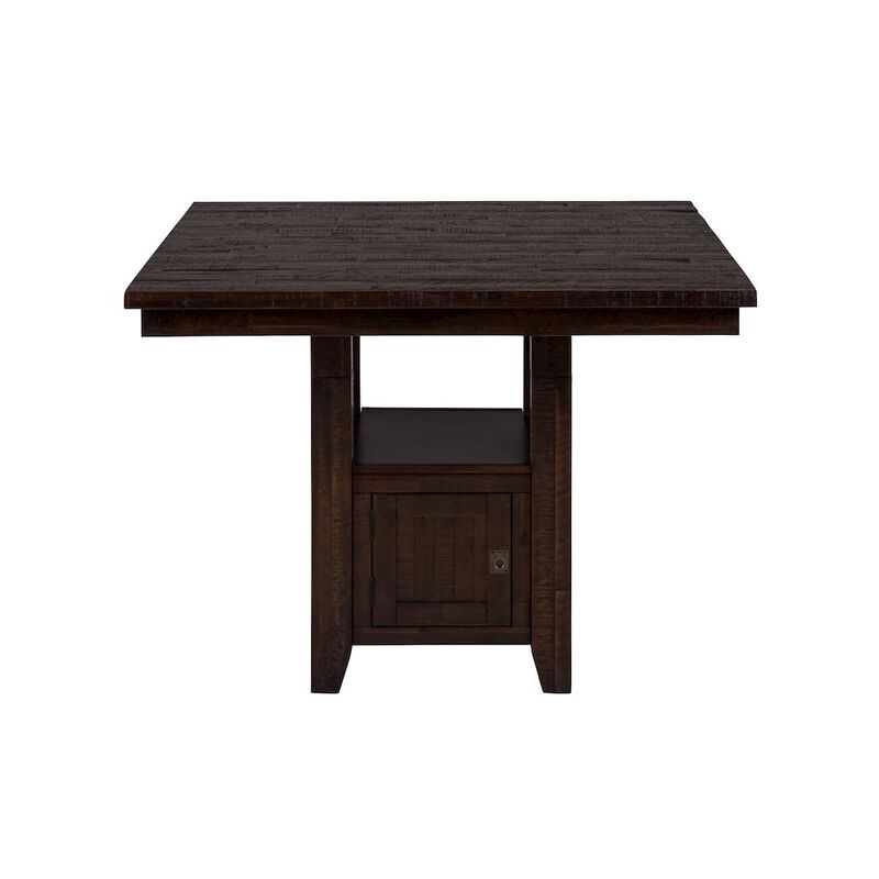 Jofran Kona Grove Distressed Rustic Solid Wood 48 Square Pub Table with Storage Base
