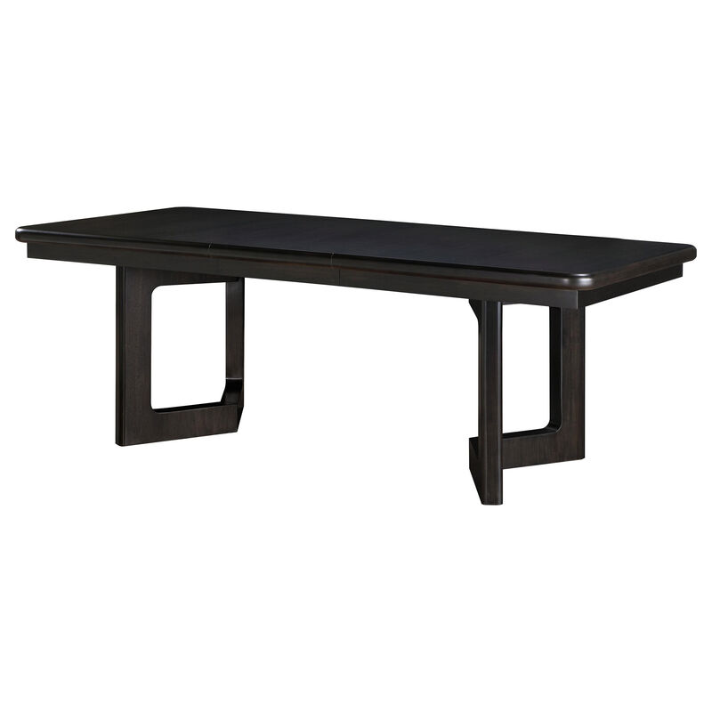 Hanna Dining Table, Extension Leaf, Dark Brown, Rectangular 66-84 Inch - Benzara
