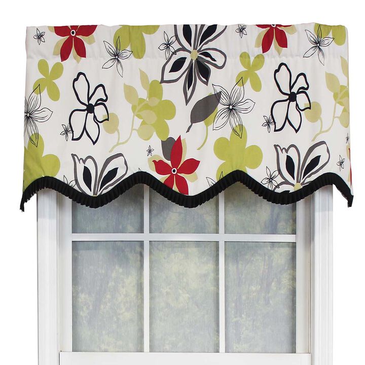 RLF Home Aria Ruffled Window Treatment Provance Valance 3" Rod Pocket 50" x 17" Multi/Ivory