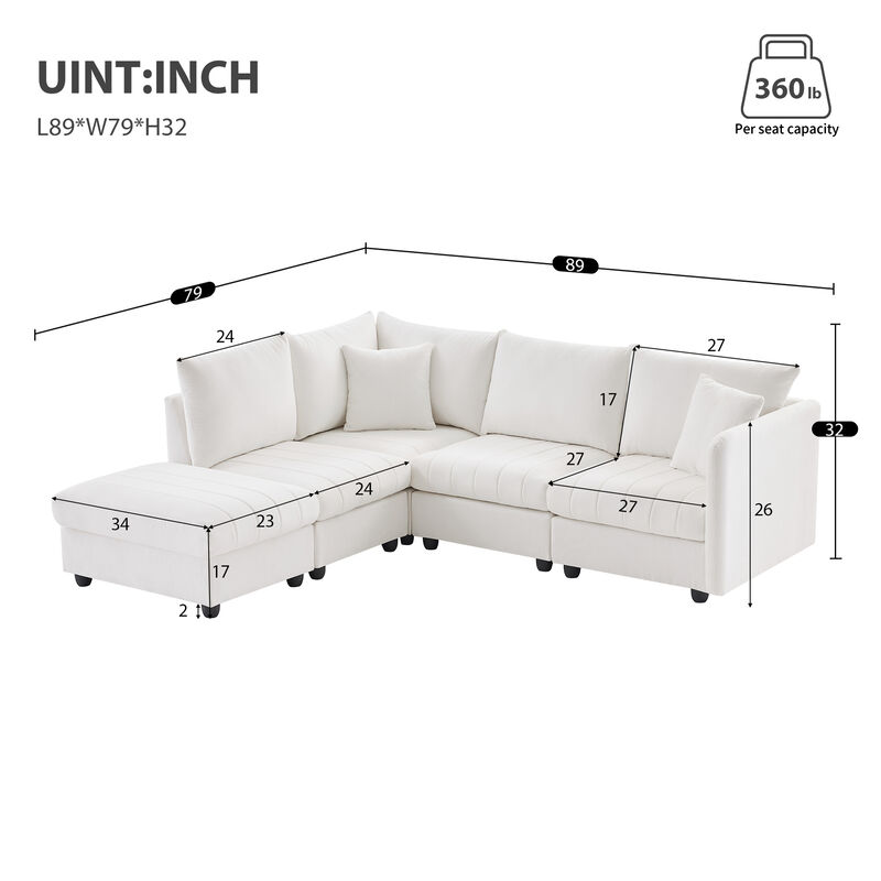 Merax 5-Seat Sofa Couch with Convertible Ottoman