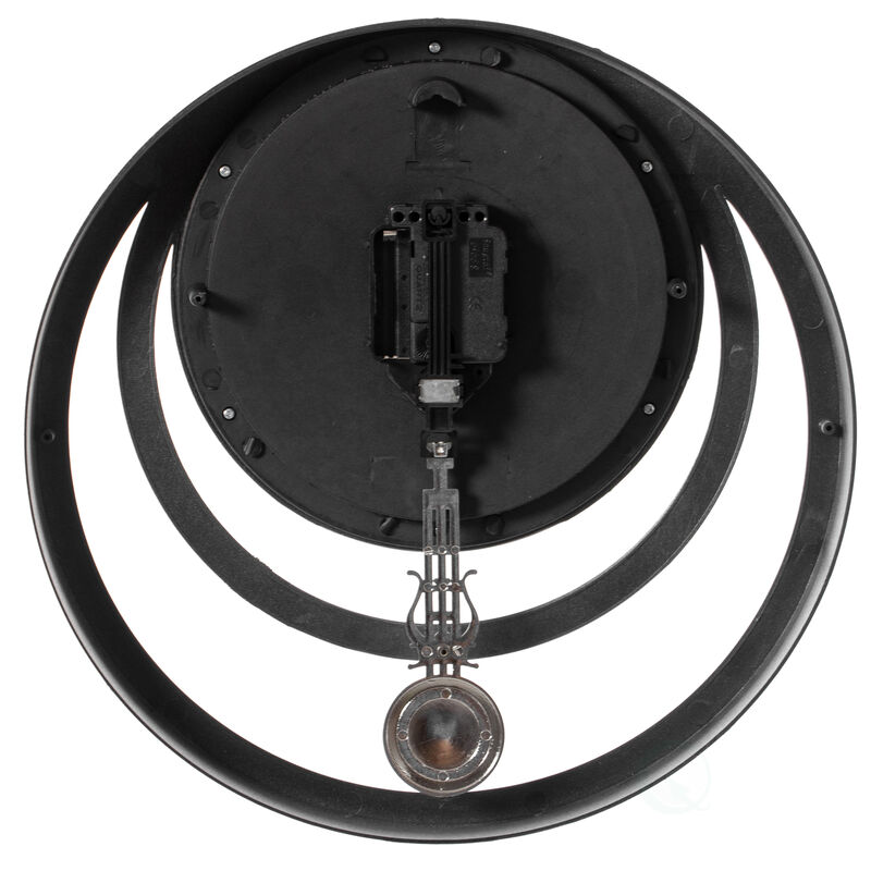 Decorative Modern Unique Round Plastic Wall Clock with Circles, for Living Room, Kitchen, or Dining Room, Silver